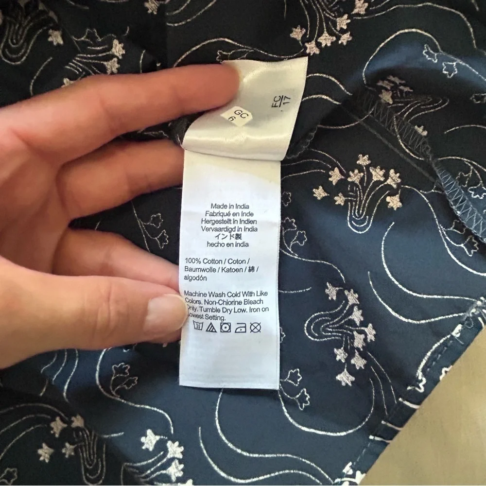 J.crew Short-Sleeve Smocked Navy and White Dress in Starry Swirl Size XS